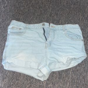 Denim shorts. Size Large. Light wash.